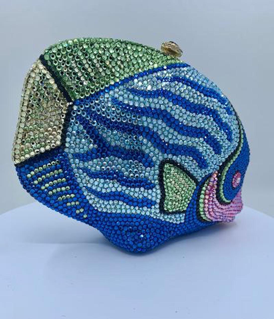 Black Kathrine Baumann Tropical Fish Swarovski Crystal Minaudiere Evening Bag