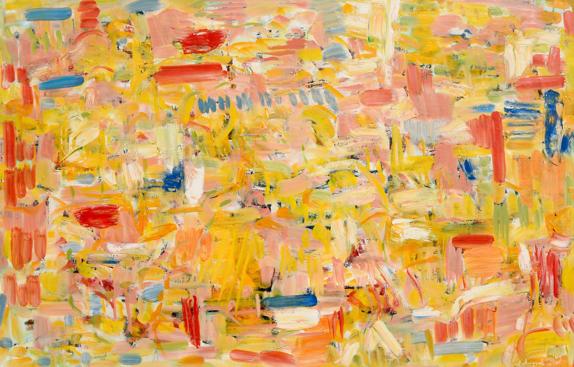 "After Urbana #3", pittura ad olio astratta su tela dai colori vivaci - Painting di Kathryn Arnold