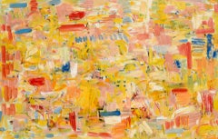 "After Urbana #3", brightly colored abstract oil painting on canvas