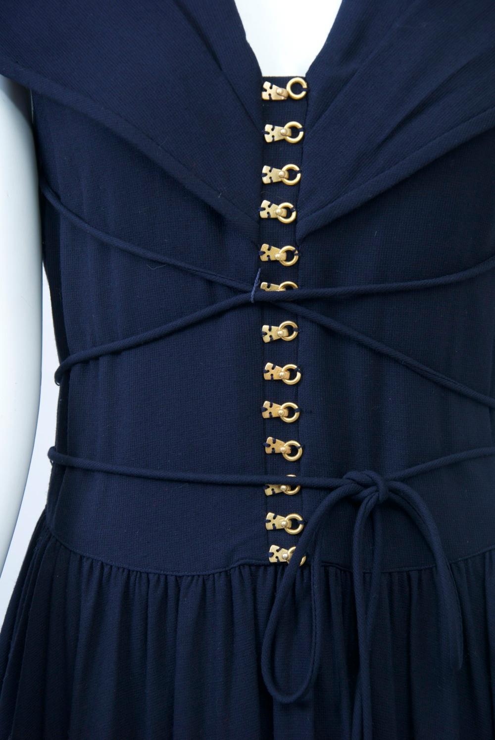 Noir Kathryn Dianos - Robe longue bleu marine en vente
