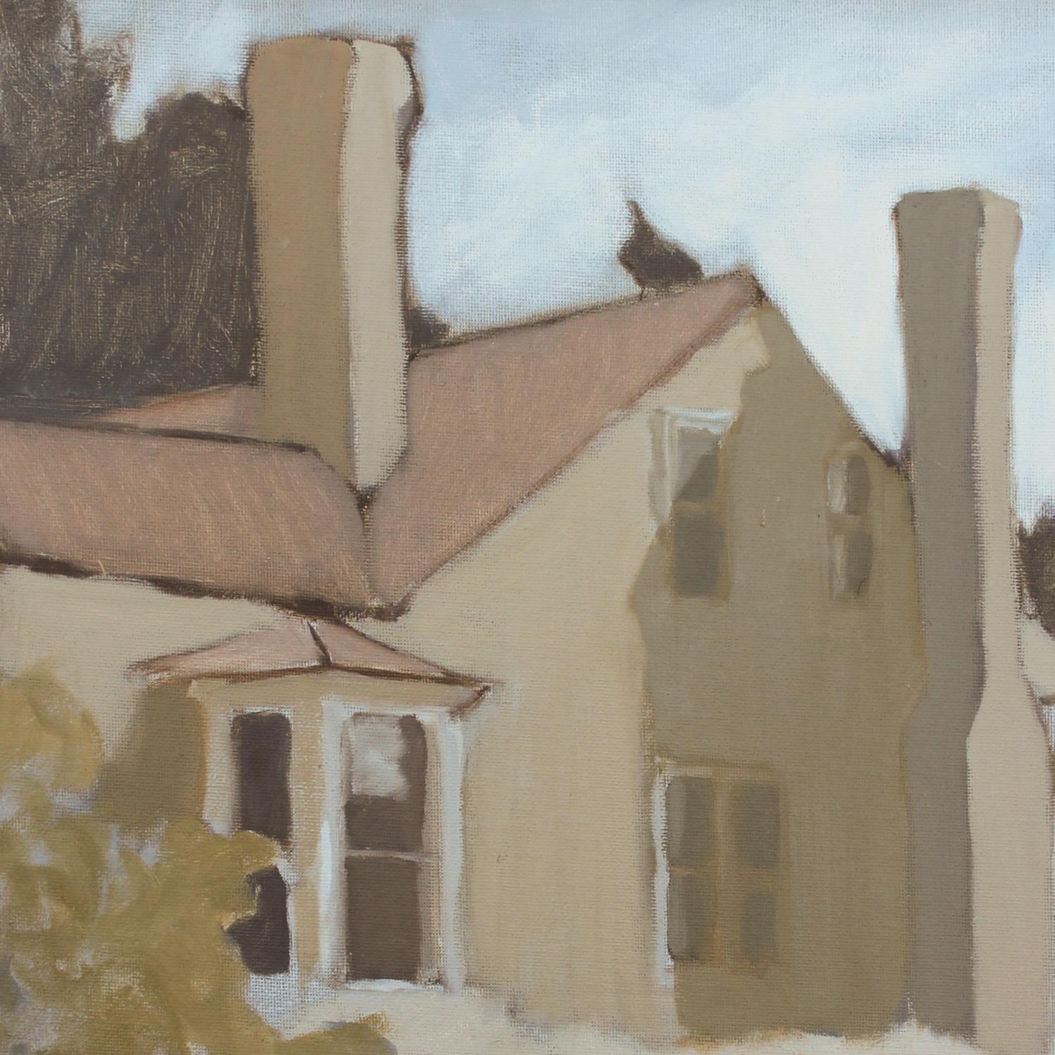 'Bleak House 7-13-2020' - paesaggio plein air - pittura architettonica - Painting di Kathryn Keller