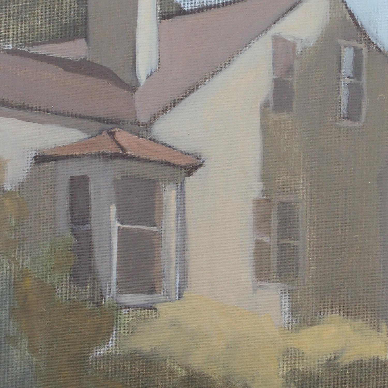 'Bleak House 7-16-2020' - plein air landscape - architectural painting  - Painting by Kathryn Keller