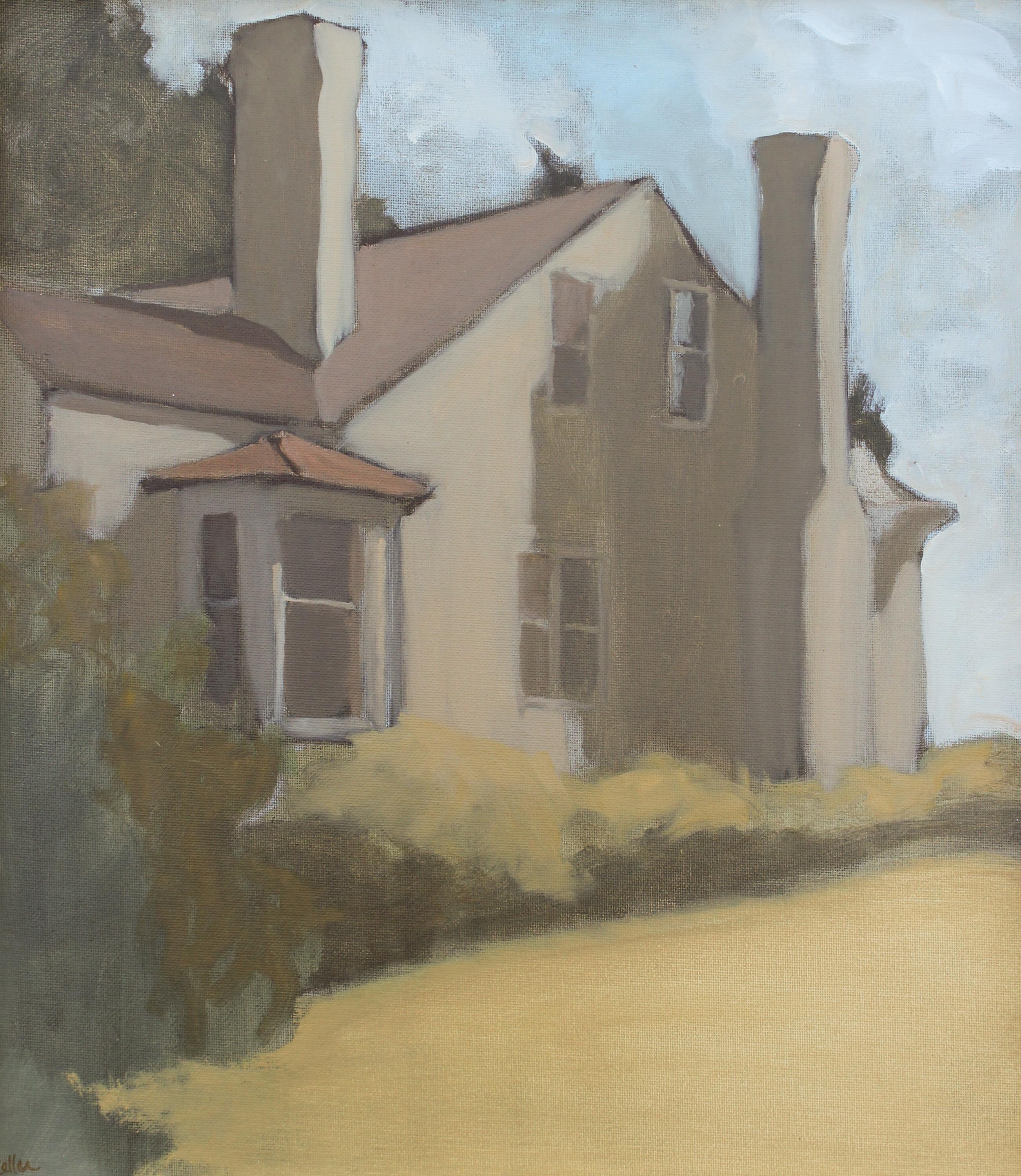 Kathryn Keller Landscape Painting - 'Bleak House 7-16-2020' - plein air landscape - architectural painting 