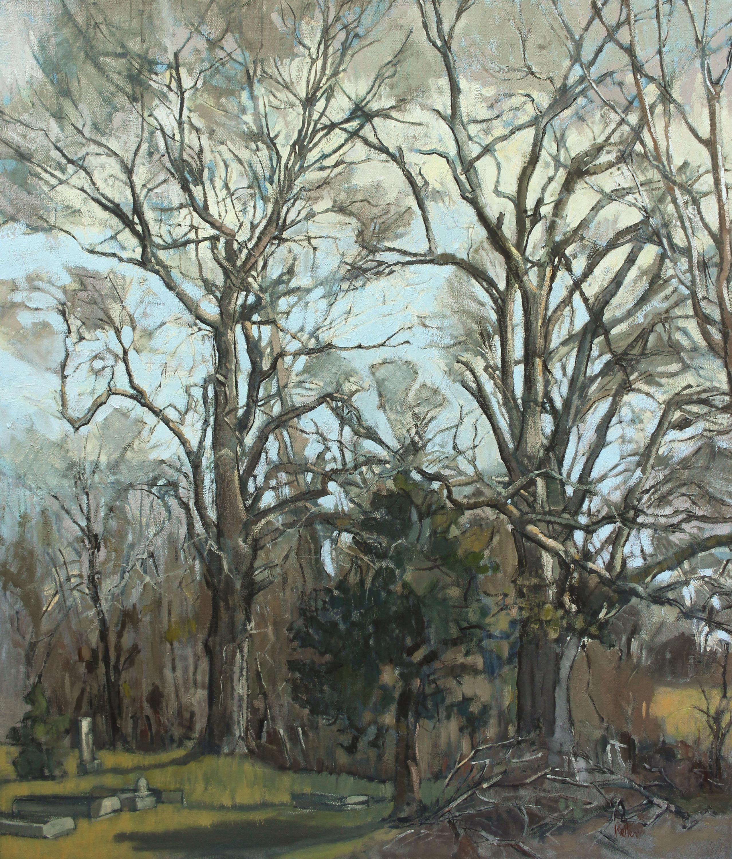 Kathryn Keller Landscape Painting - 'Laid Bare' - landscape - oil on canvas - woods - George Inness