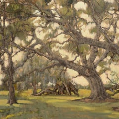 "The Sound Cicadas Make" - Paysage du sud - huile sur toile - chênes