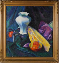 Antique Exhibited American Impressionist 1921 Flower Still Life Oil Painting