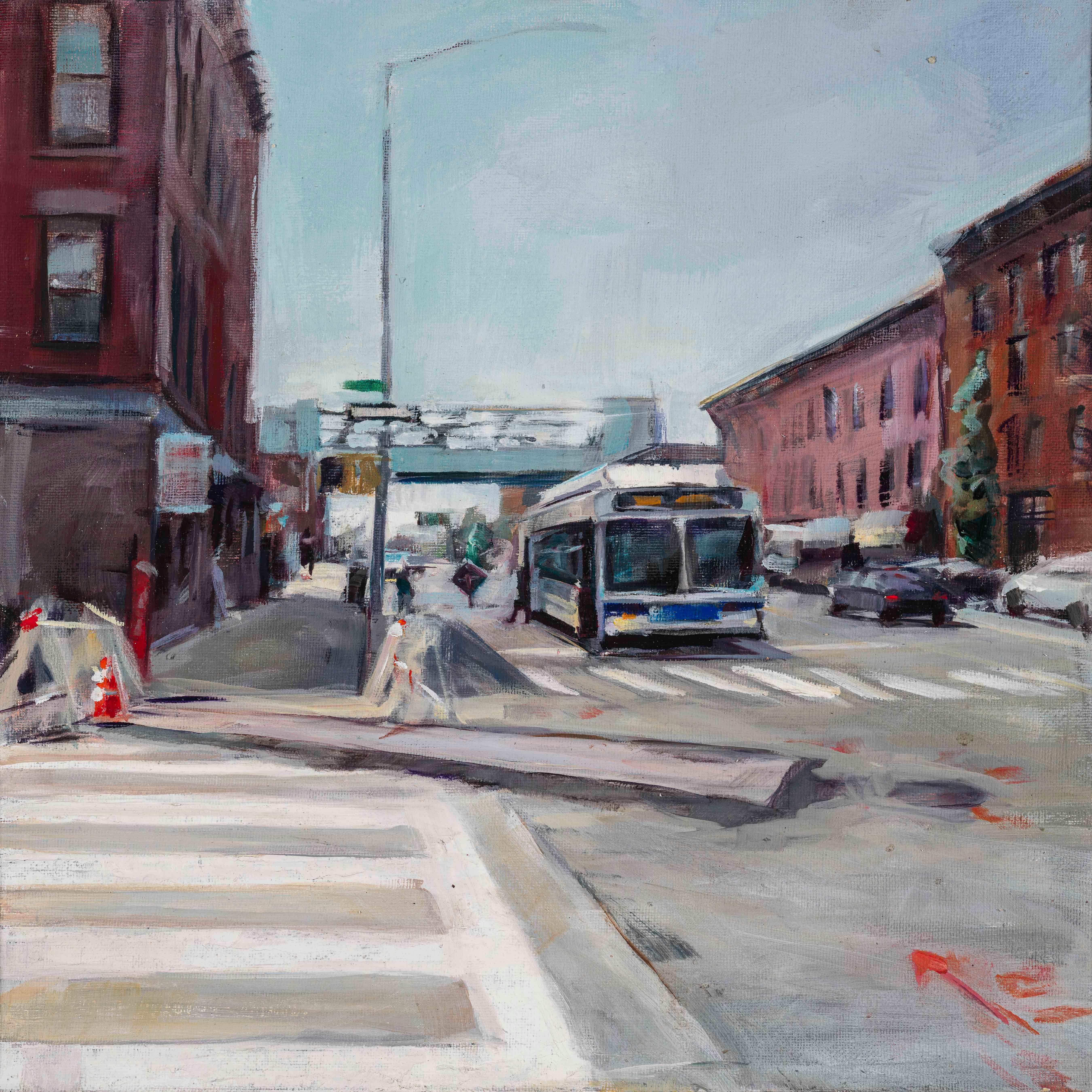 Kathryn Maher Landscape Painting - Intersection with Bus