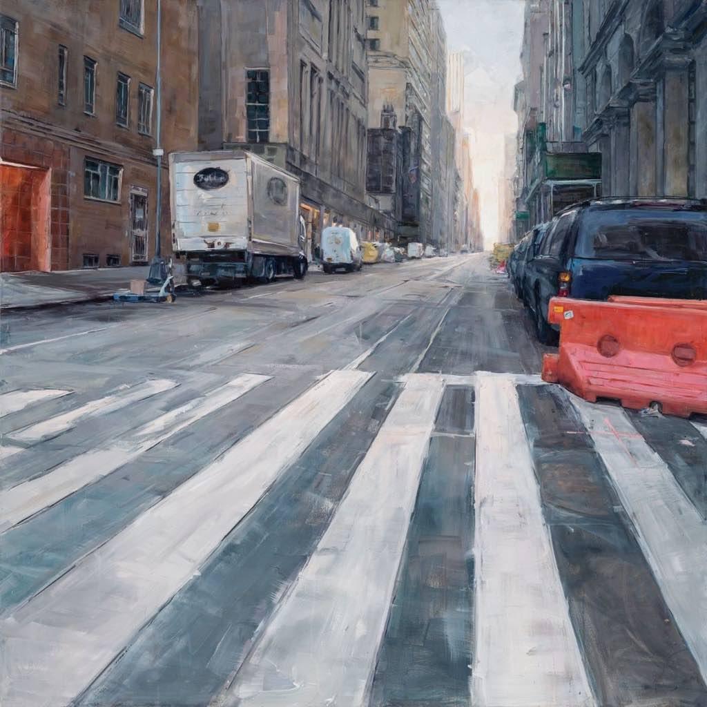 Kathryn Maher Landscape Painting - Intersection with Crosswalk