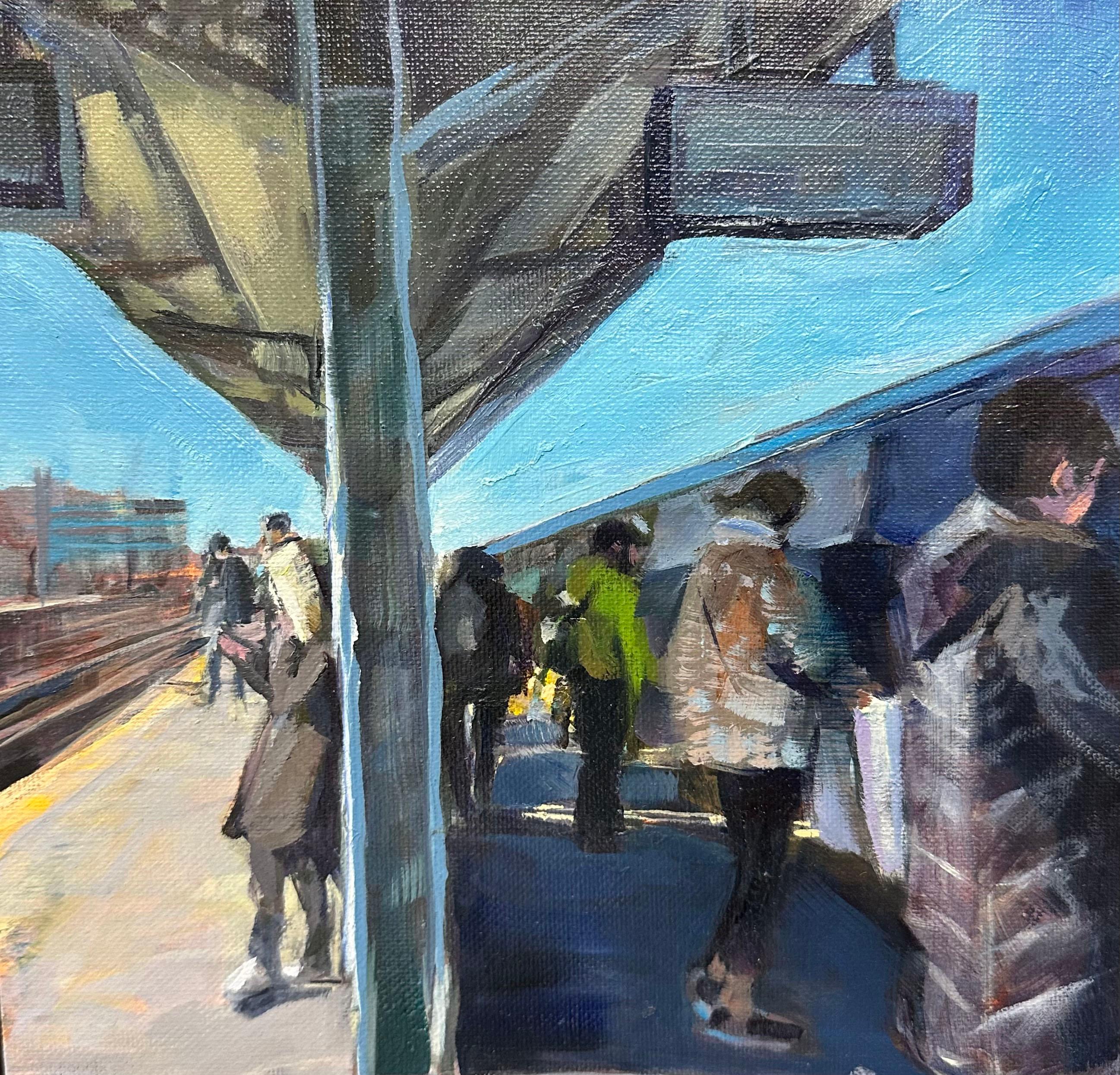 Train Platform in Morning  - Painting by Kathryn Maher