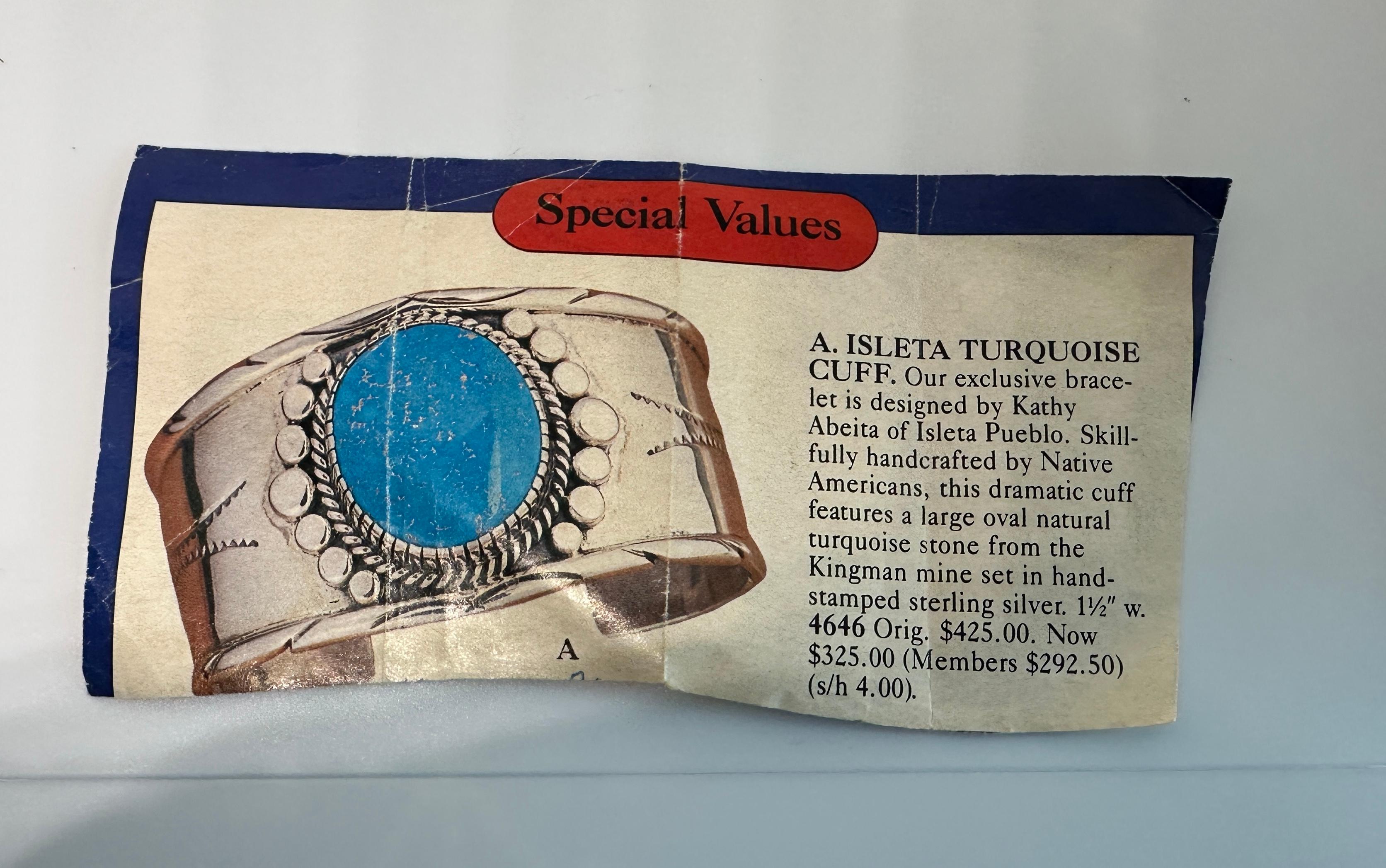 Kathy Abeita Isleta PULSERA DE TURQUESA PLATA DE LEY Nativo Americano 4