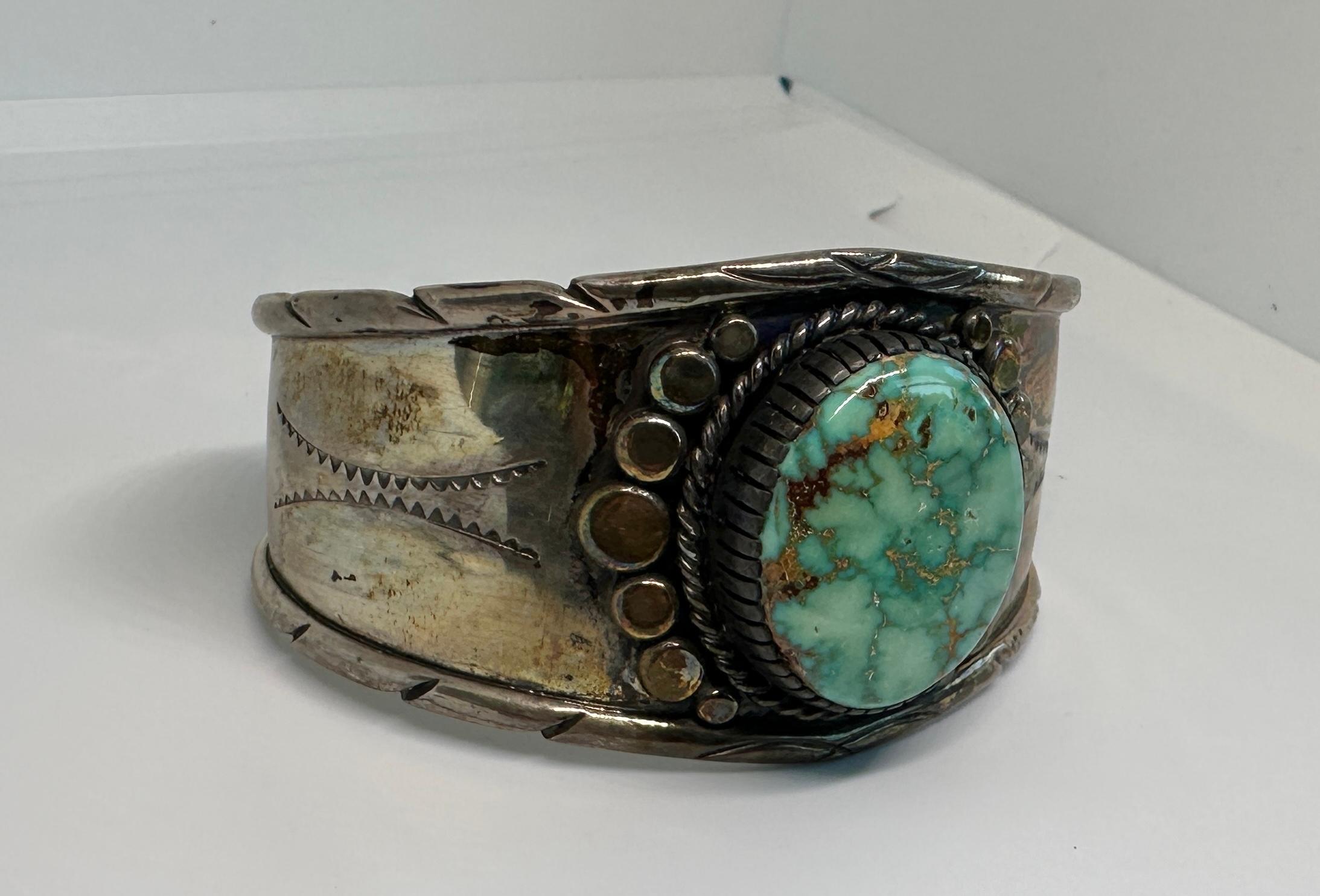 Femenino o masculino Kathy Abeita Isleta PULSERA DE TURQUESA PLATA DE LEY Nativo Americano