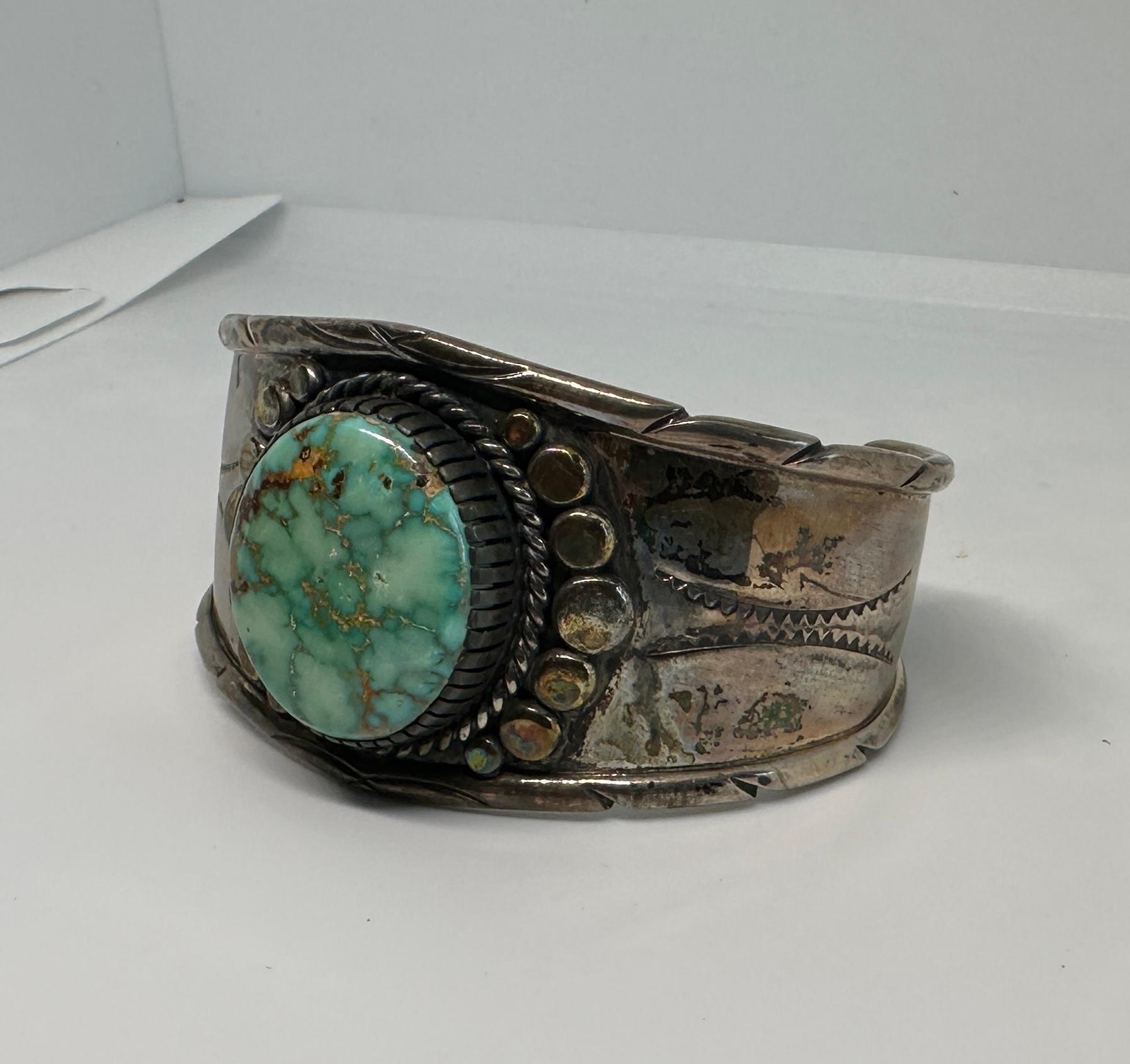 Kathy Abeita Isleta PULSERA DE TURQUESA PLATA DE LEY Nativo Americano 1
