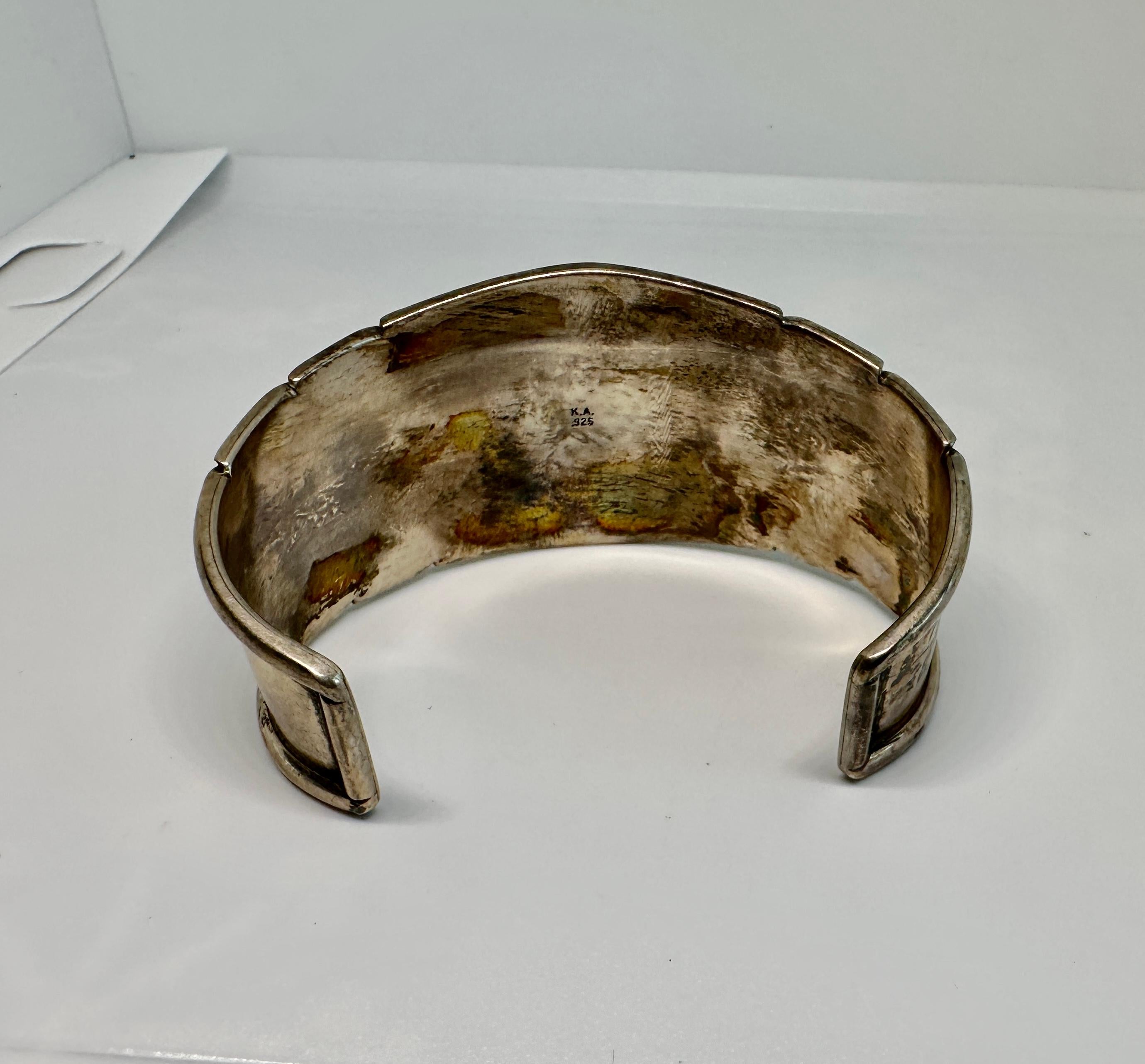 Kathy Abeita Isleta PULSERA DE TURQUESA PLATA DE LEY Nativo Americano 2
