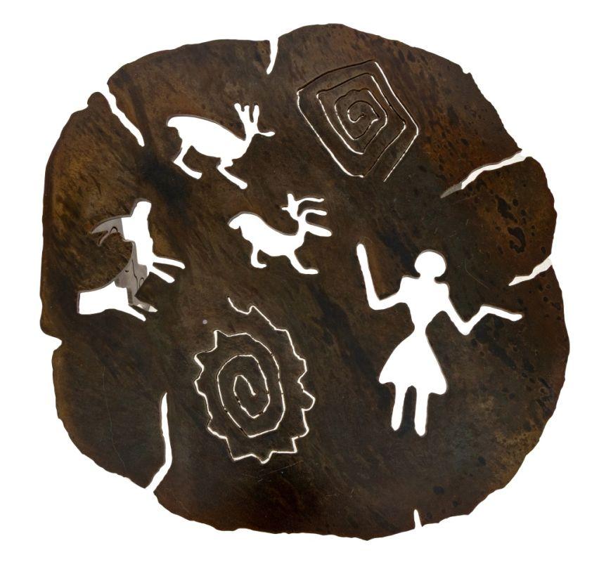 Kathy Beechom (American, XX) Laser Cut Steel Tripod Table, signed and marked 