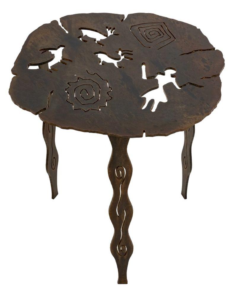 Other Kathy Beechom Laser Cut Steel Tripod Table For Sale