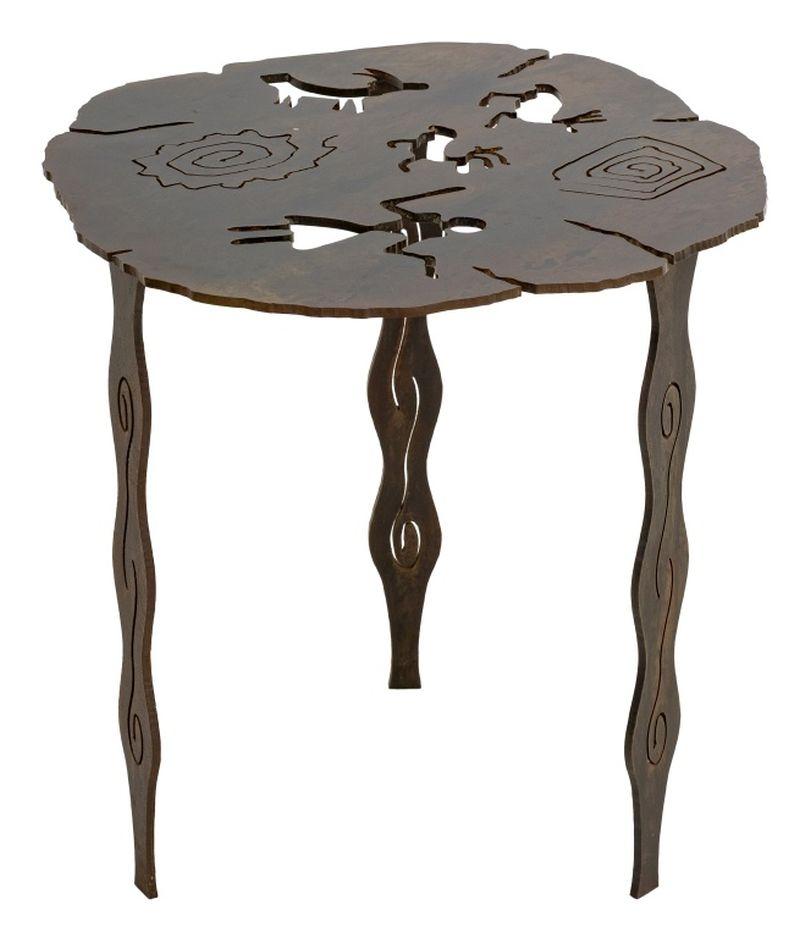 Kathy Beechom Laser Cut Steel Tripod Table In Good Condition For Sale In Astoria, NY