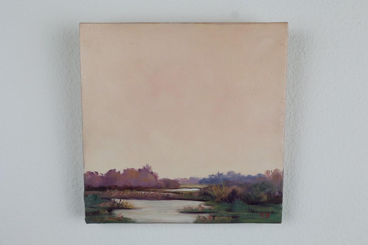 Day Glow (Landscape Oil Painting) - Brown Landscape Painting by Kathy Brombacher
