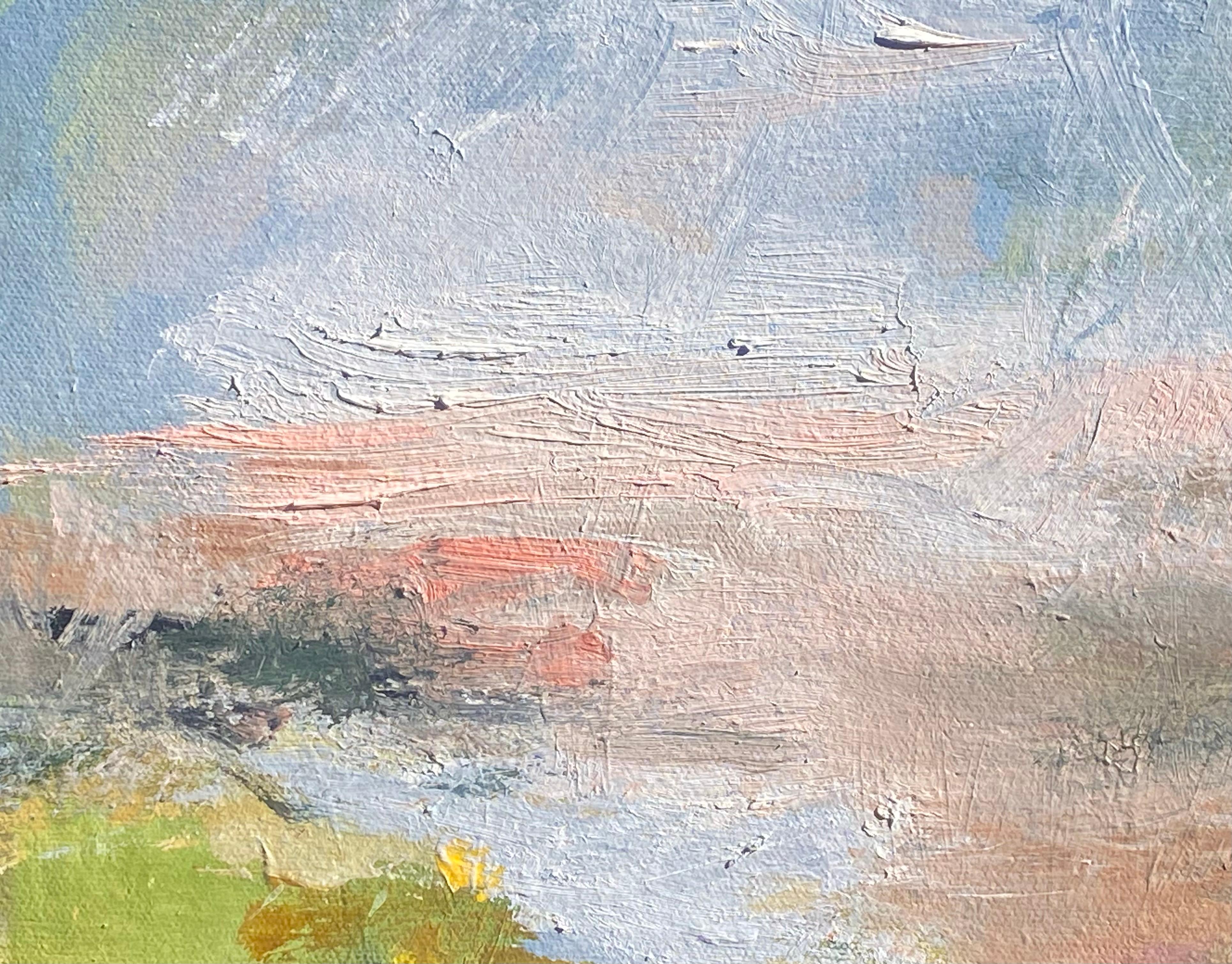 Pintura abstracta original al óleo sobre lienzo de la artista estadounidense Kathy Buist.  Firmado, titulado 