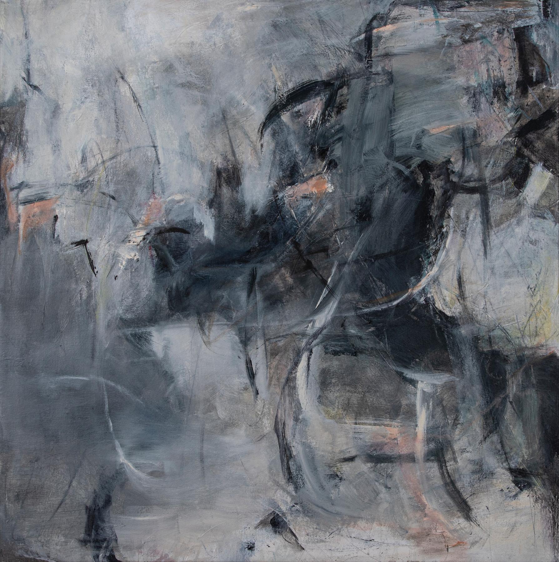 Abstract Painting di Kathy Elliott - Oltre il cielo nuvoloso (acrilico su tela 30" x 30")