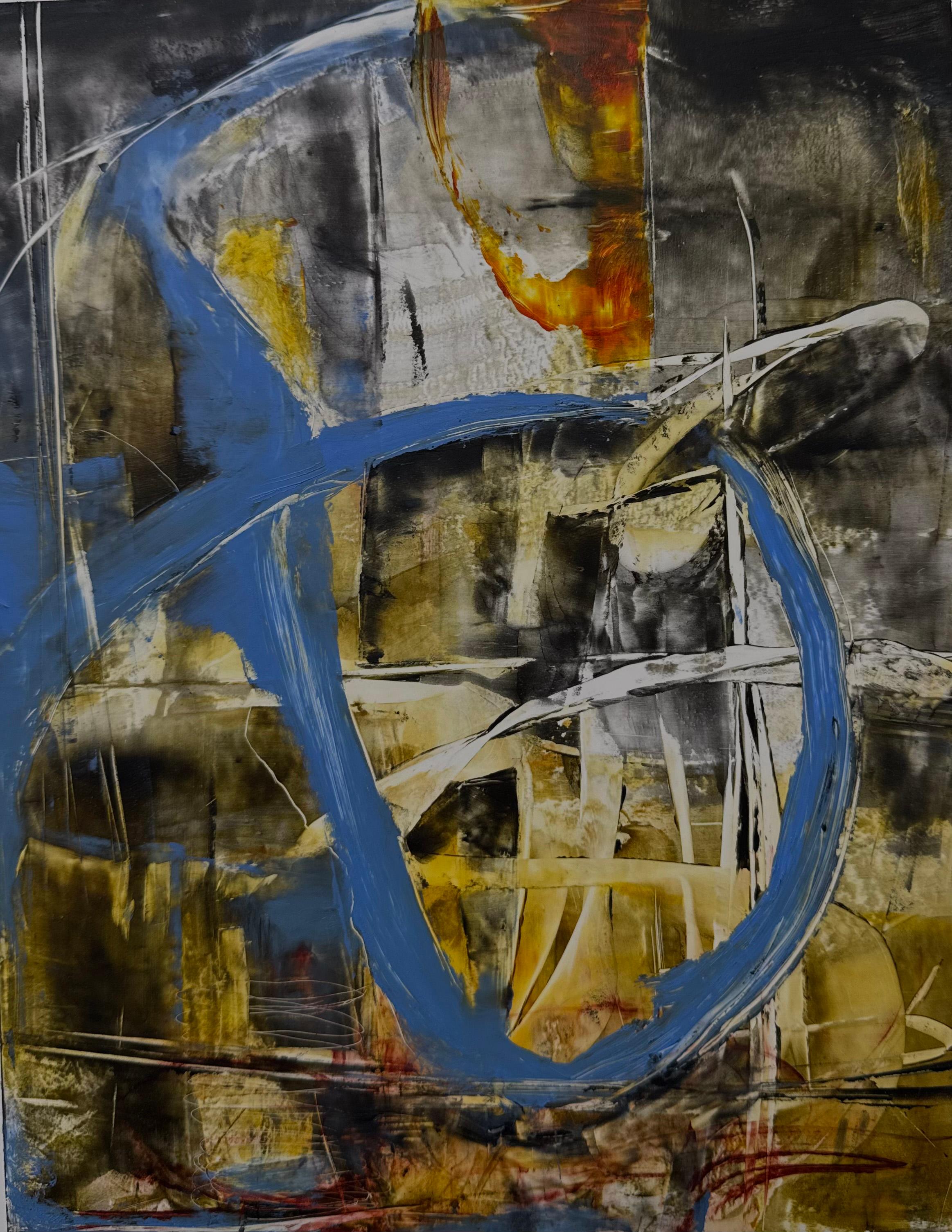 Abstract Painting di Kathy Elliott - Rompere i confini (olio su carta -FRAMMATO)