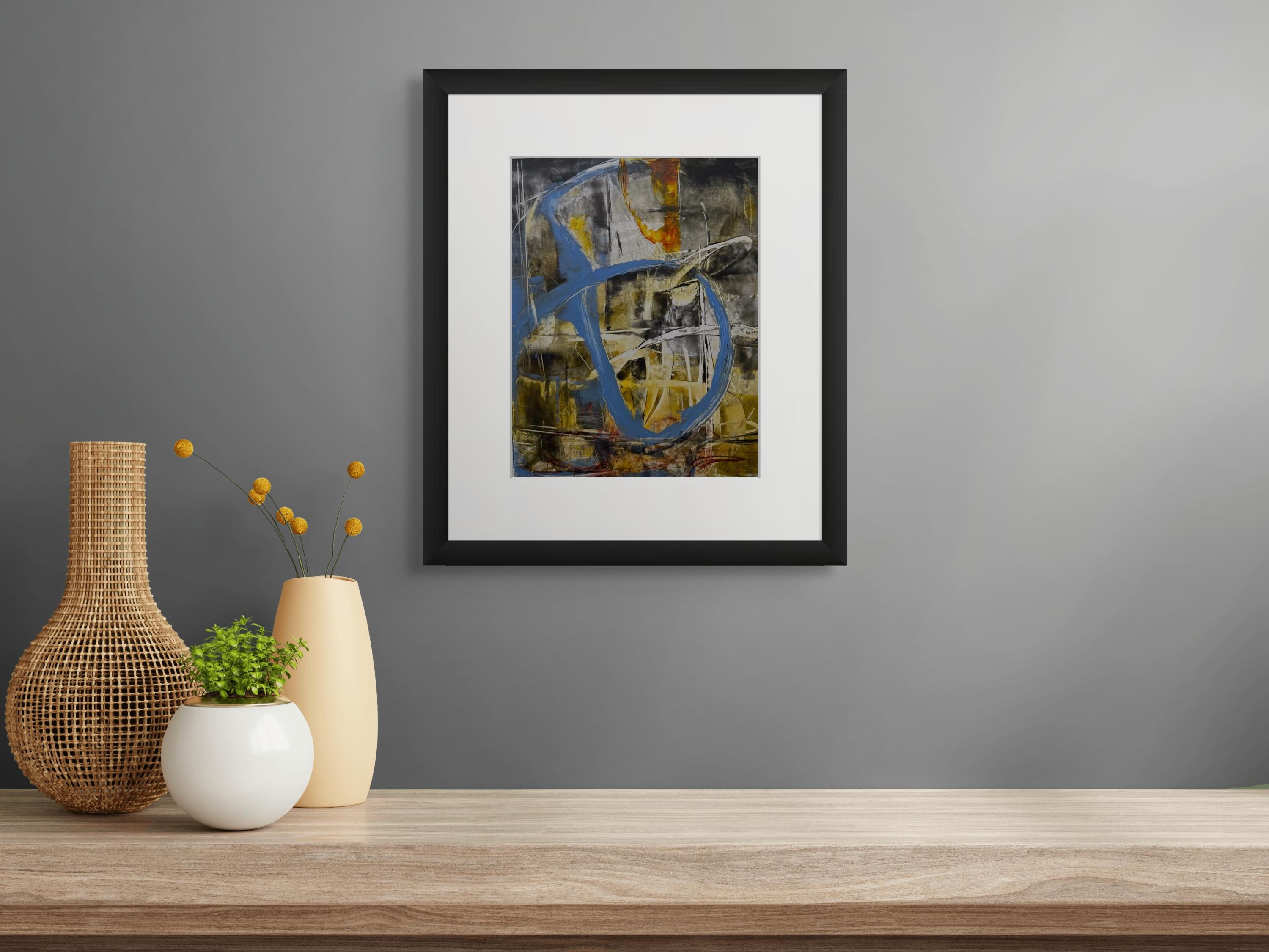 Rompere i confini (olio su carta -FRAMMATO) - Painting di Kathy Elliott