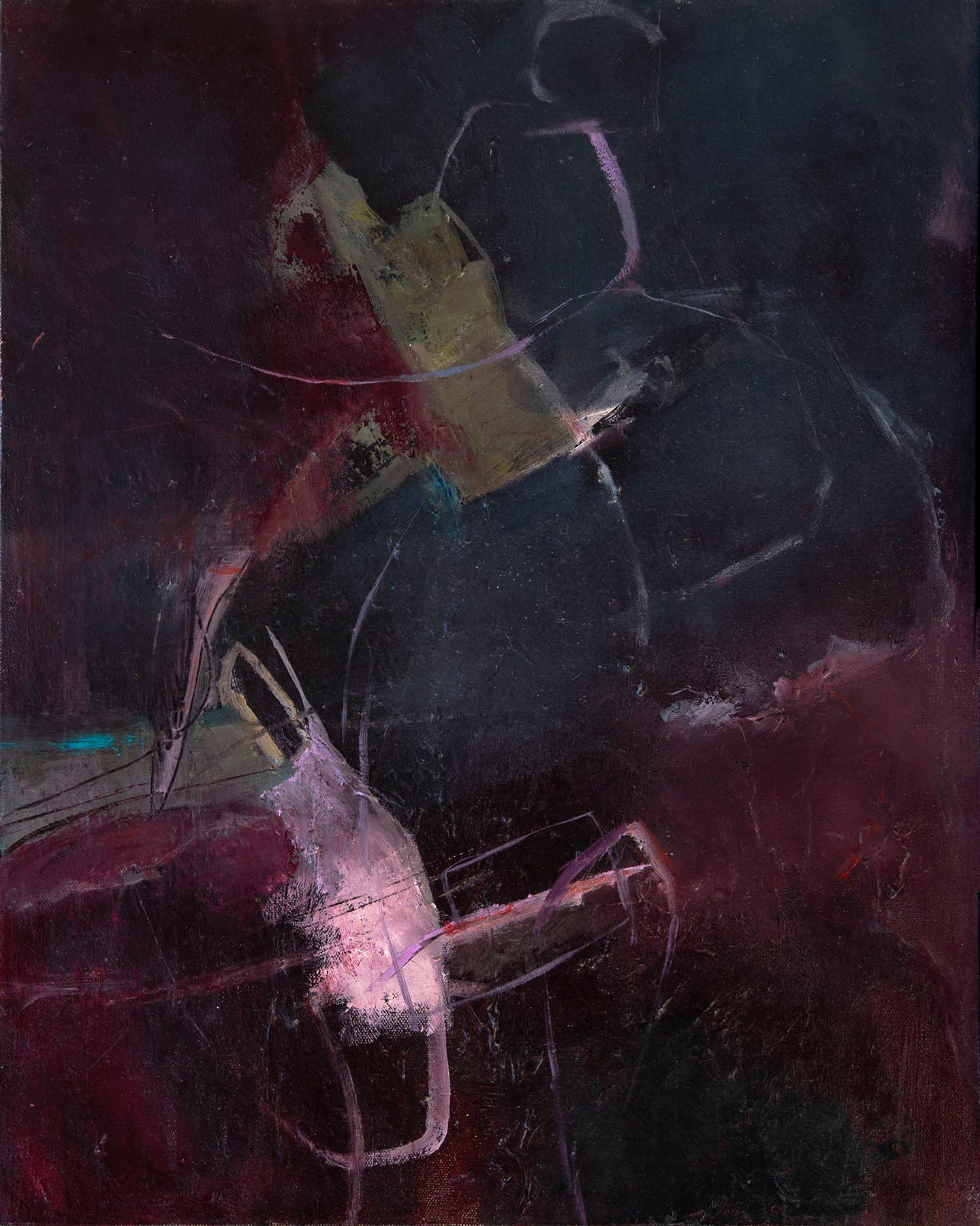 Kathy Elliott Abstract Painting - On a tangent (Oil on Canvas 20” x 16)