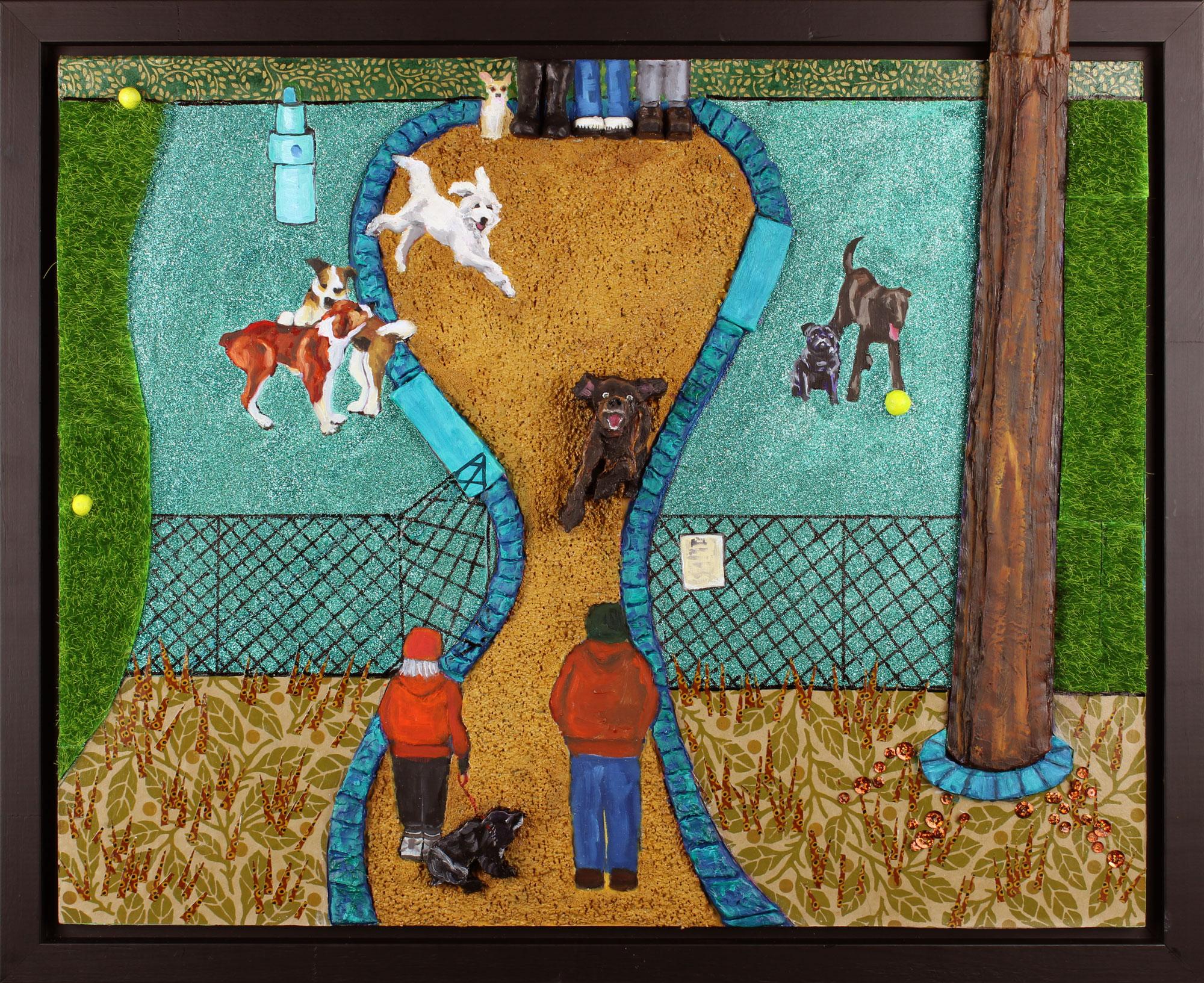 Dog Park - Painting by Kathy Halper