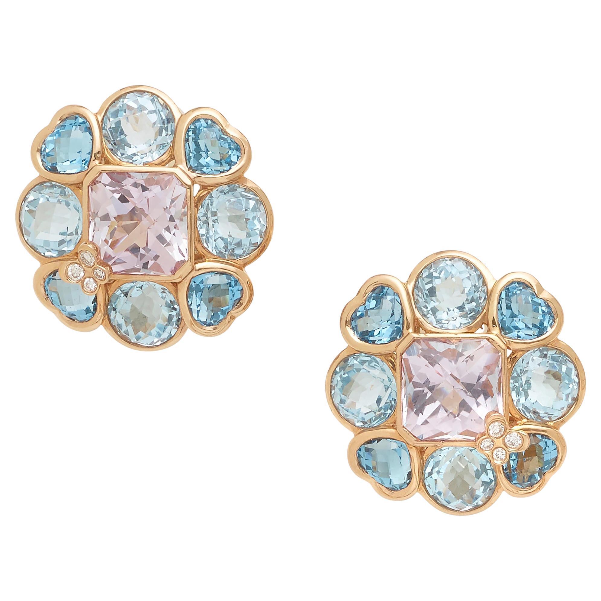 Kathy Ireland 18k Rose Gold 7.20 Carat Amethyst Earrings w/ Topaz & Diamonds