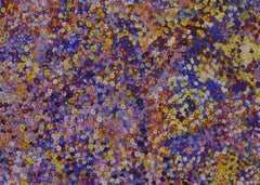 Wildflowers, colourful contemporary landscape painting of Australian flowers