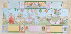 Vintage Animal Bunny Birthday (Greeting Card Illustration Art Children's bedroom decor)