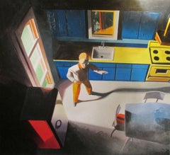 Working Man's Kitchen. Acrylic on paper on board, 18.75 x 17 in. Figurative work