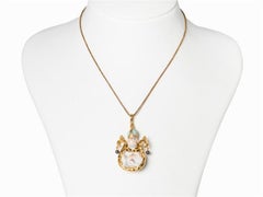 Kati Zorn, Porcelain Pendant with Pearls, 18 Karat Yellow Gold