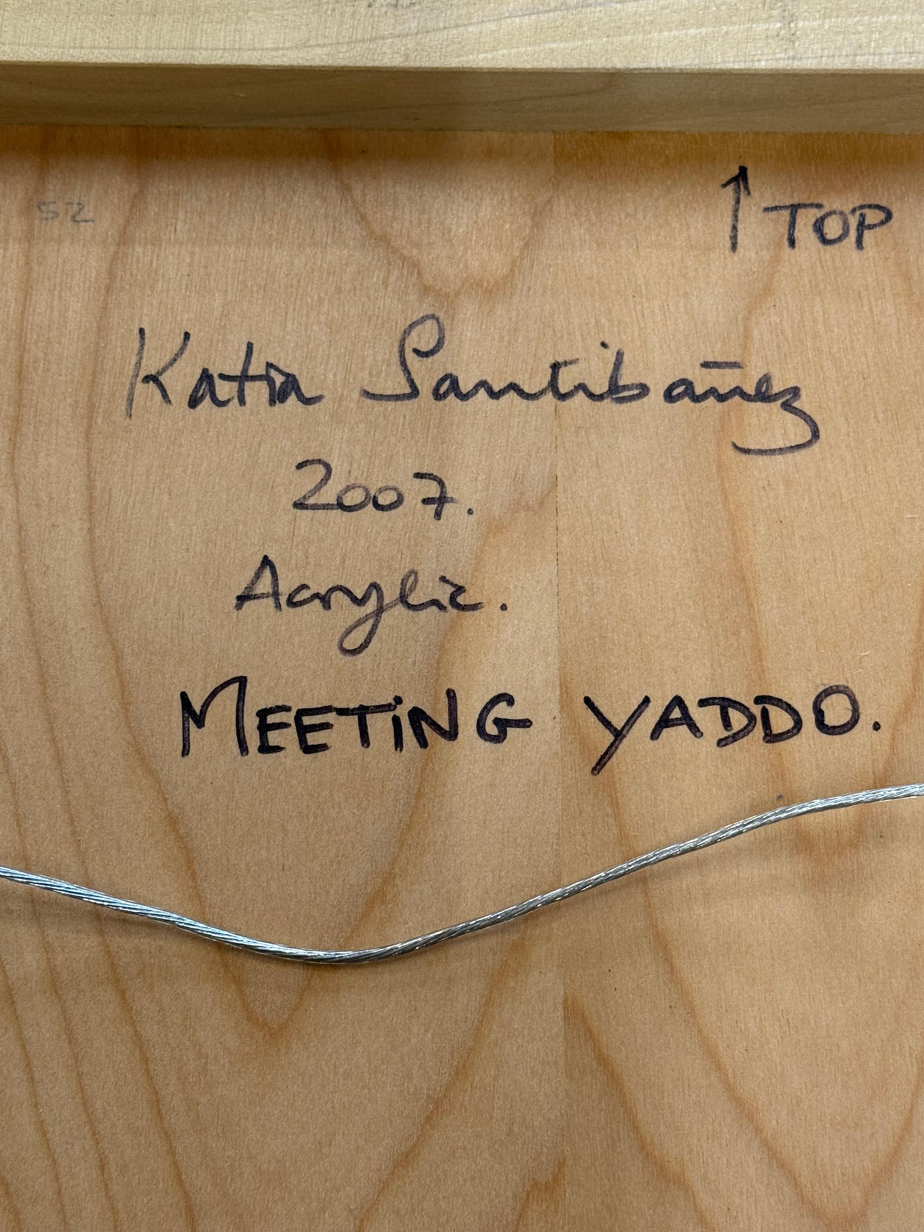 Meeting Yaddo - Contemporary Black and Red Abstract Stripe Grid Painting, 2007 For Sale 7