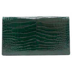 KATIANA kelly emerald green genuine crocodile leather rectangular clutch bag