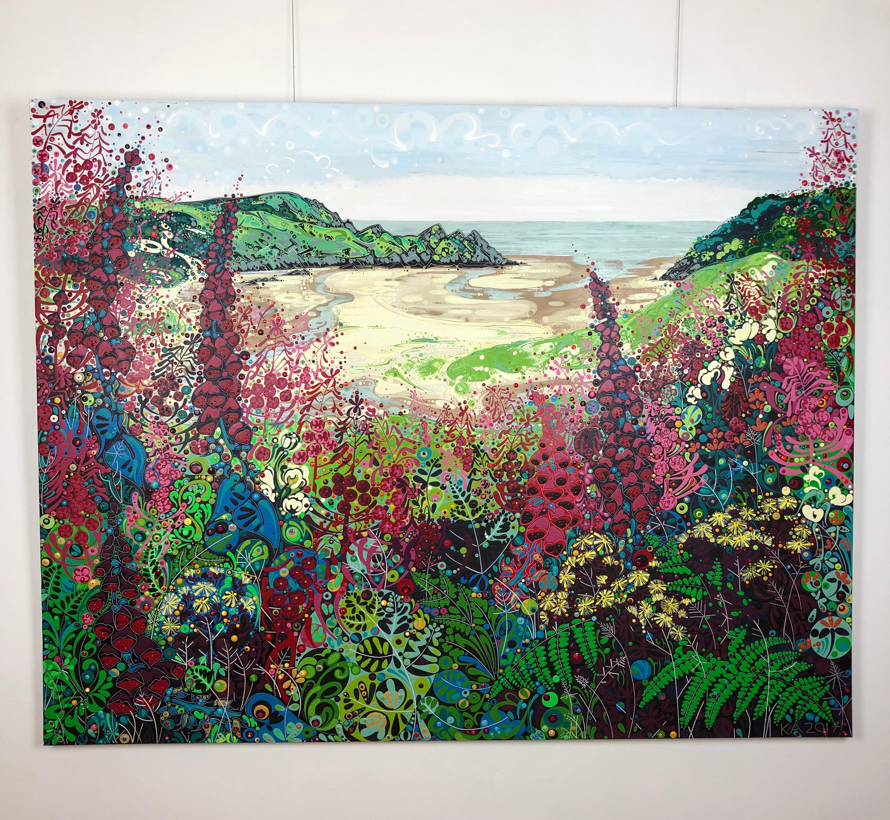 Three Cliffs, Summer - Painting by Katie Allen