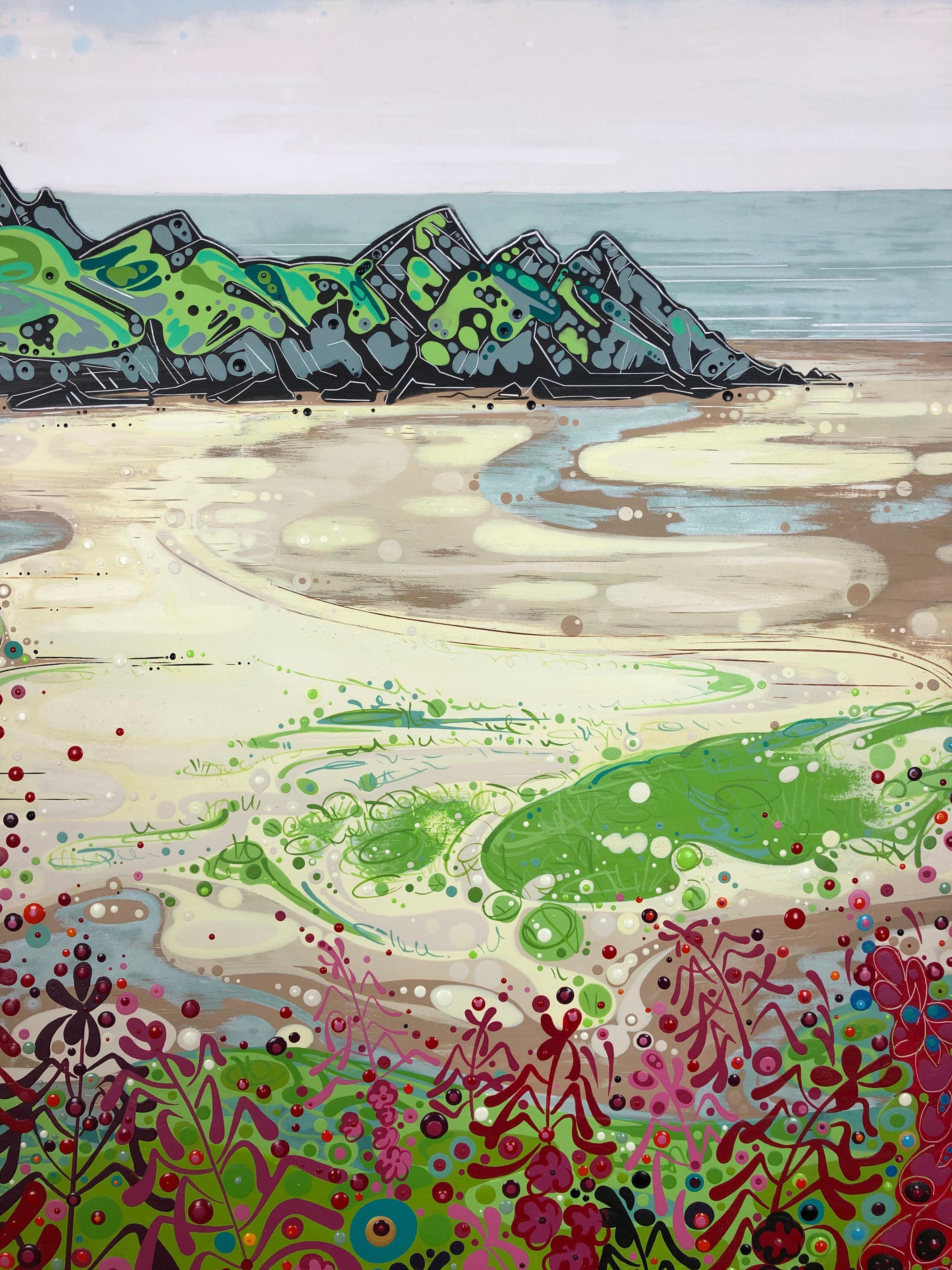 Three Cliffs, Summer - Contemporary Painting by Katie Allen