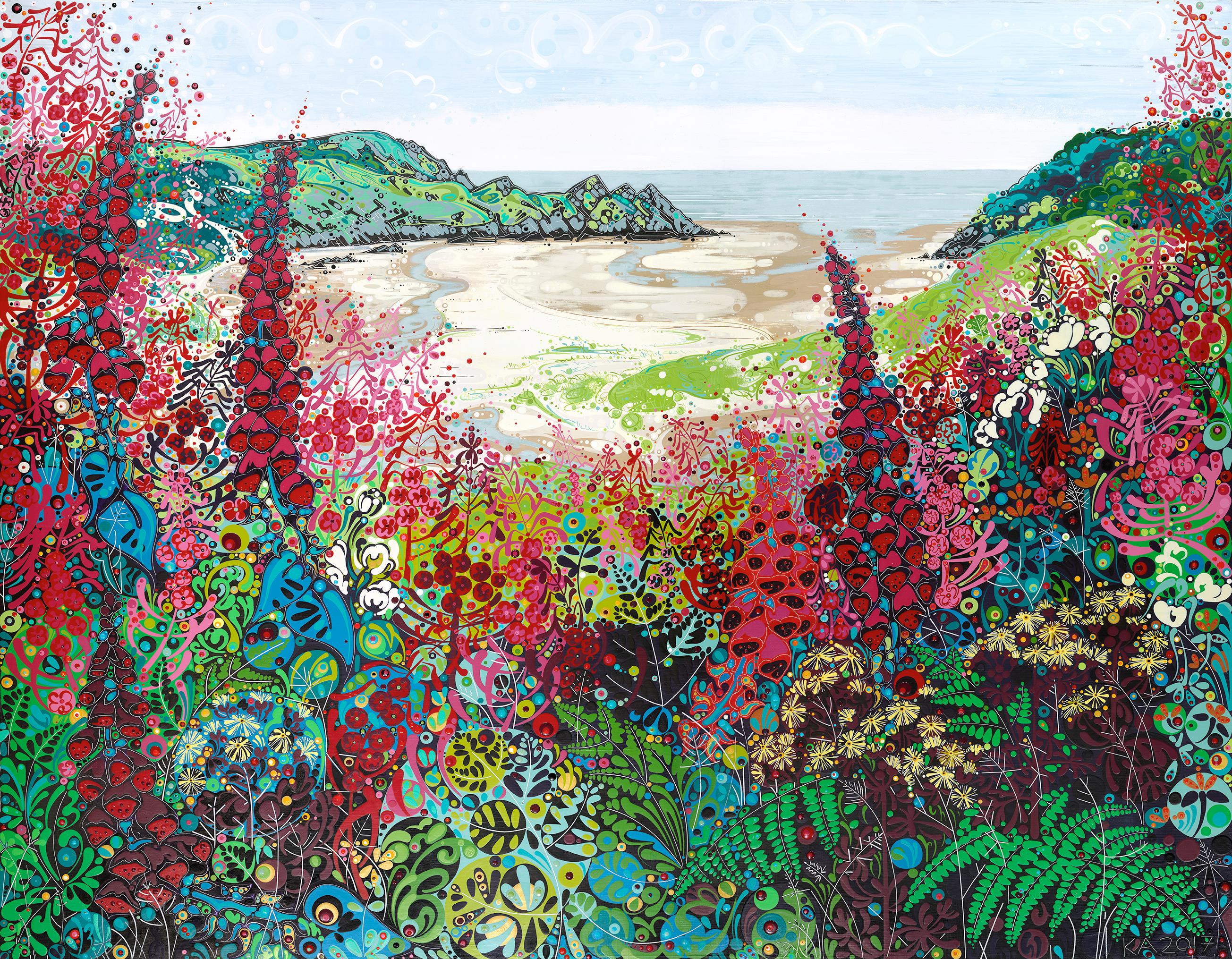 Katie Allen Landscape Painting - Three Cliffs, Summer