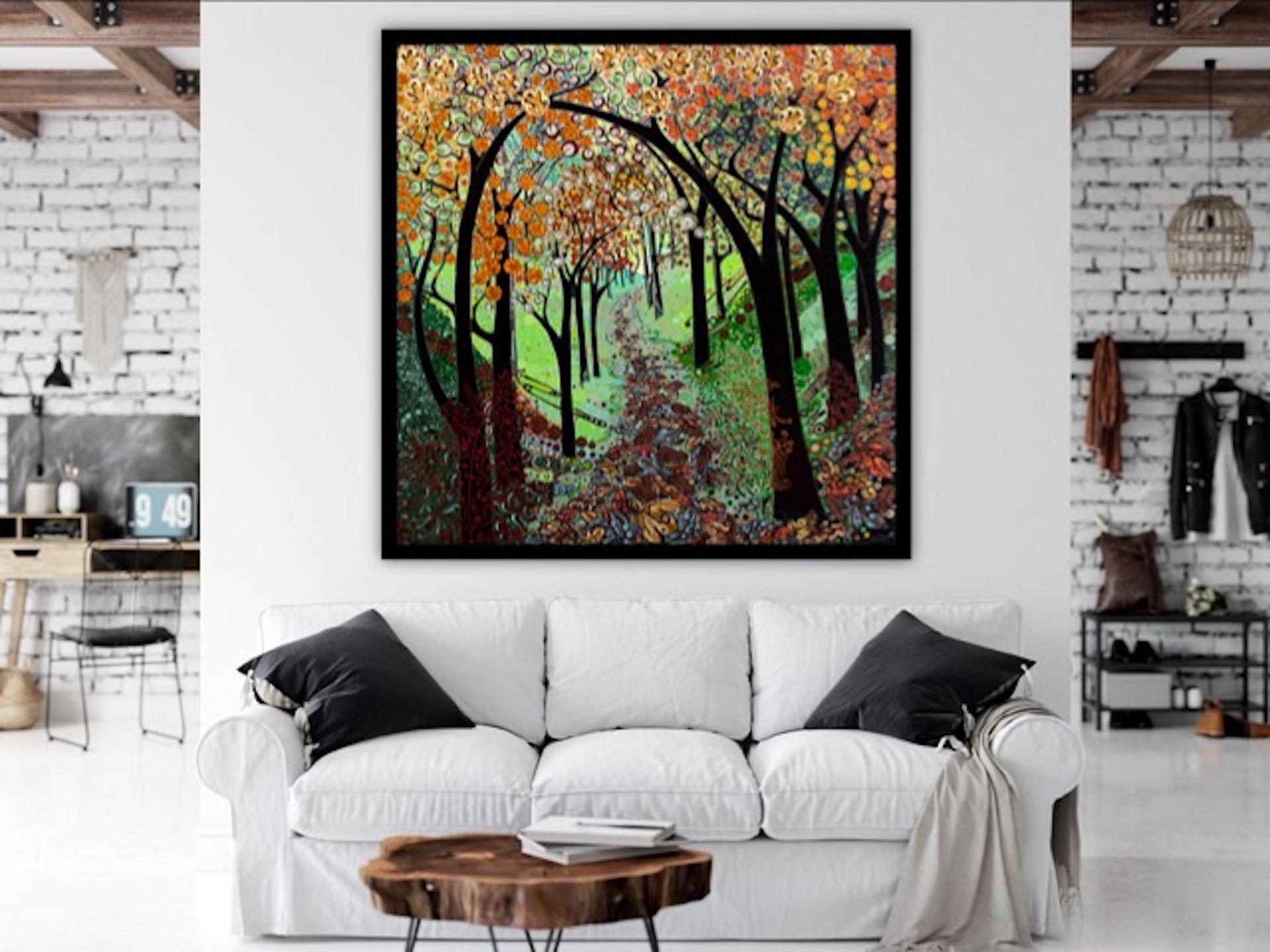 Autumn Tree Tunnel BY KATIE ALLEN, Semi-Abstract Landscape, Affordable Art - Print by Katie Allen