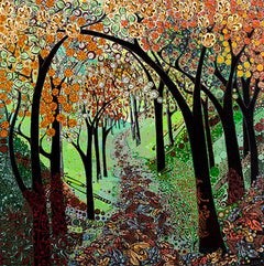 Herbstbaum-Tunnel von KATIE ALLEN, halb-abstrakte Landschaft, preiswerte Kunst