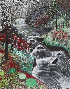 Glynneath Falls, stylised abstract waterfall landscape