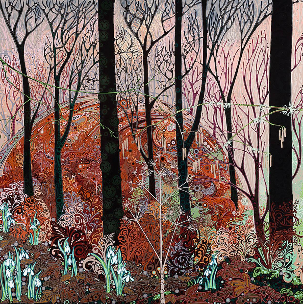 Katie Allen
I. Hill
Stampa giclée in edizione limitata
Le opere d'arte di Katie si basano sul mondo naturale, sul cambiamento delle stagioni e delle sfumature, che lei trasforma in un ricco tessuto di motivi, forme e colori. I suoi dipinti, se visti
