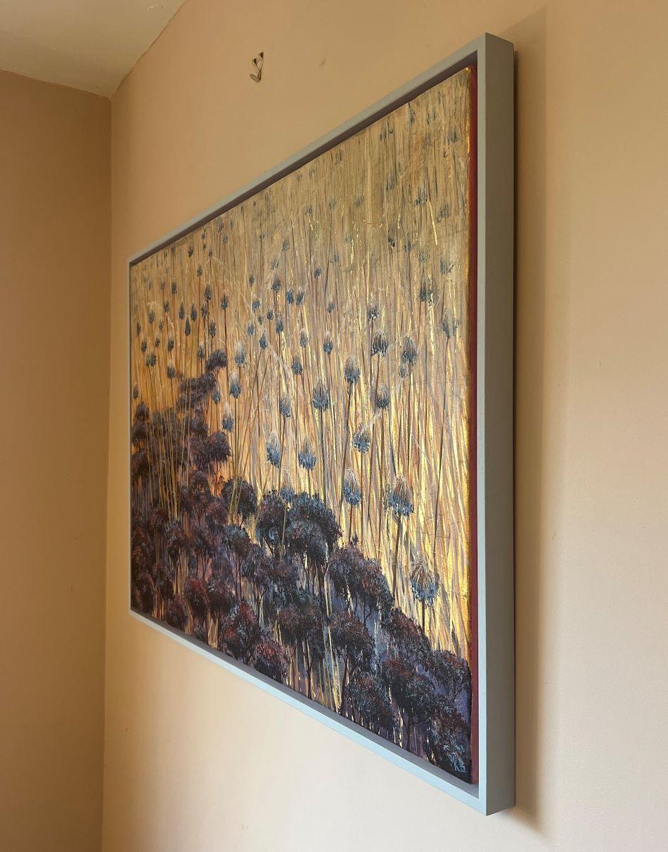 Autumn Dream - Landscape, flowers, nature, countryside - Brown Landscape Painting by Katie Brent
