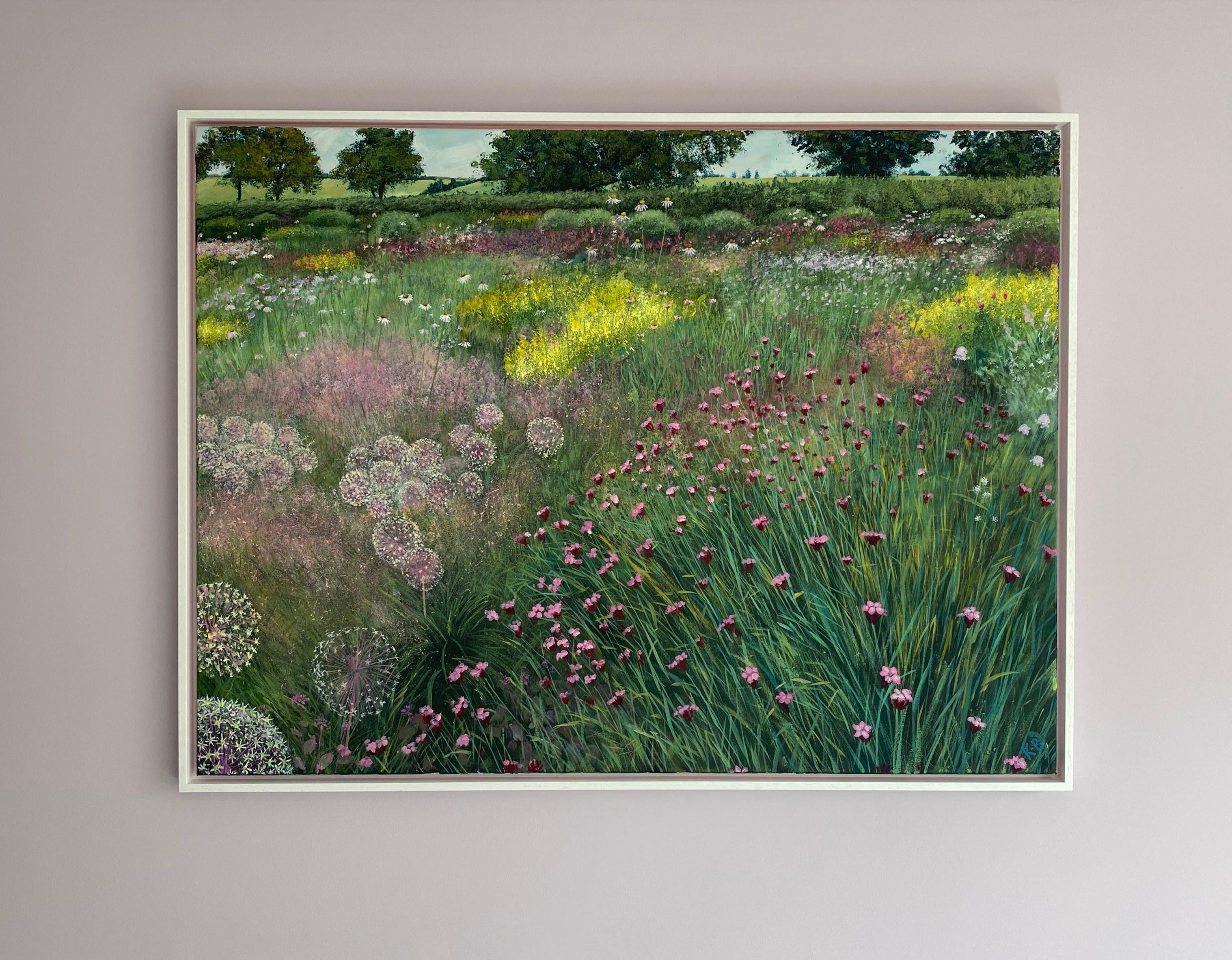 Floraison - Paysage, champs, fleurs, nature, campagne - Painting de Katie Brent