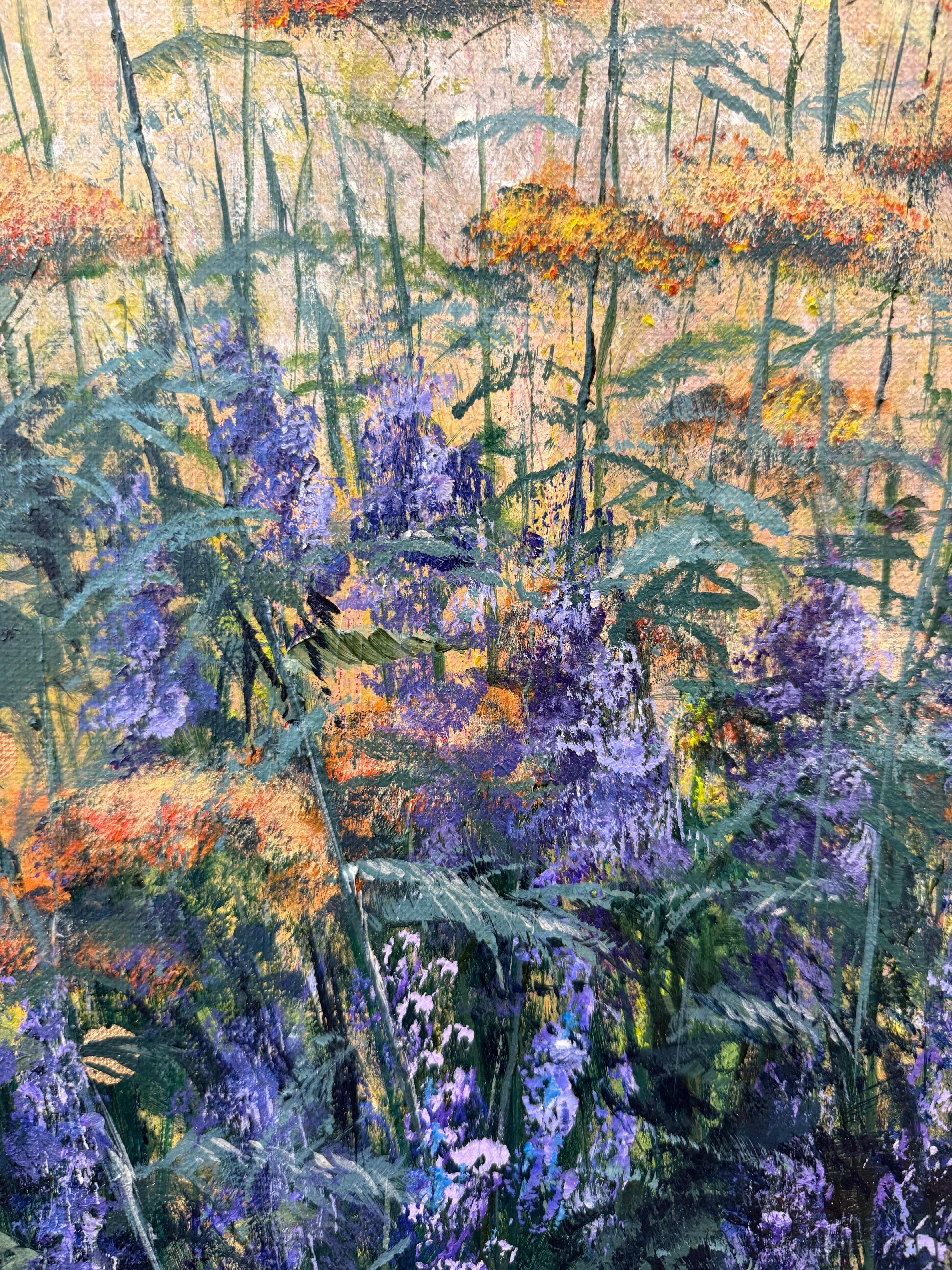 Dusklight Garden - Brown Landscape Painting by Katie Brent