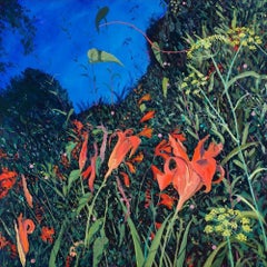 Giardino serale con giglio e finocchio - Paesaggio, campi, fiori, Nature, campagna