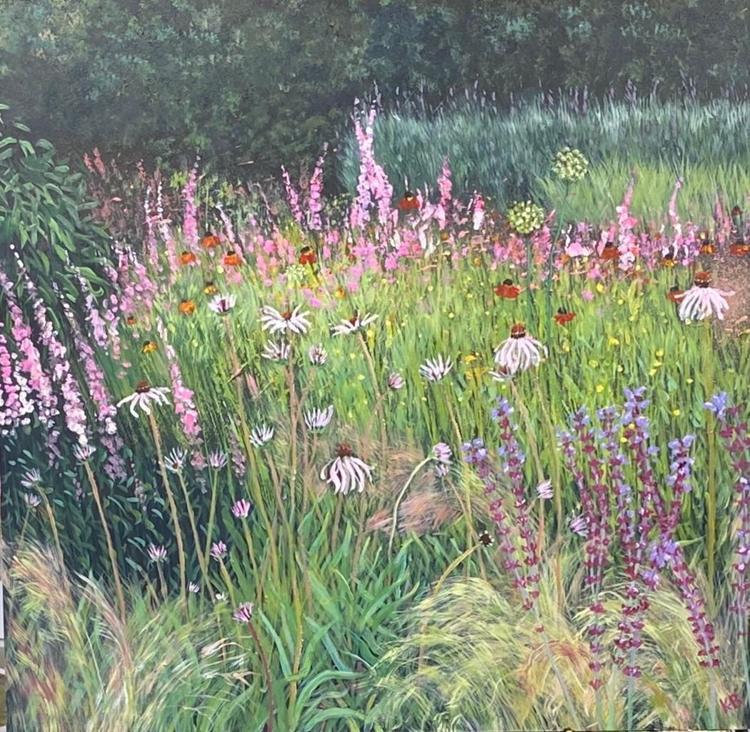 Landscape Painting di Katie Brent - Prato d'estate - Paesaggio, fiori, Nature, campagna