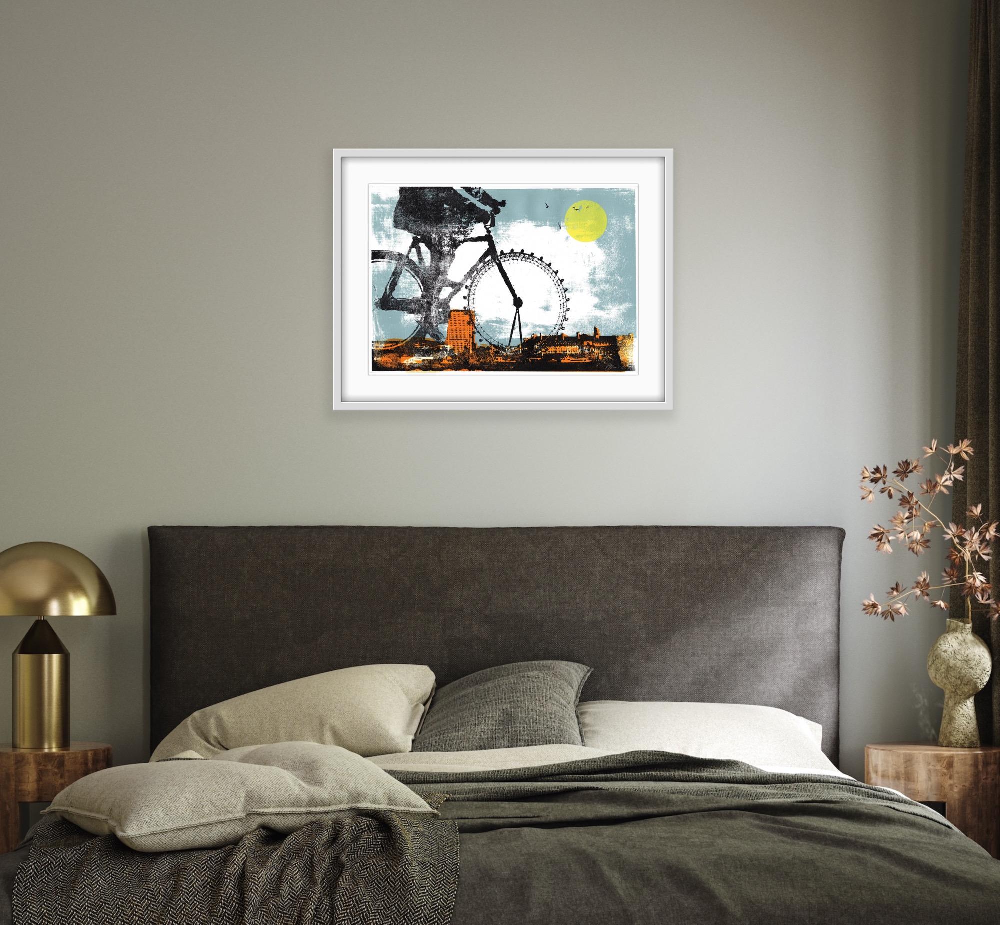 Una serigrafia originale e giocosa che combina l'iconico occhio di Londra con uno dei mezzi di trasporto più popolari di Londra. Un regalo perfetto per chi ama viaggiare in bicicletta, soprattutto a Londra, ma questa serigrafia originale potrebbe