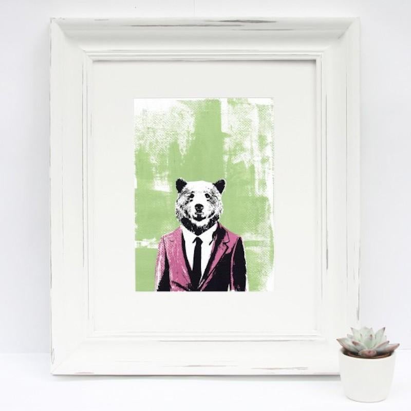 Bear Market By Katie Edwards, animal print, coloured, screen print  For Sale 1