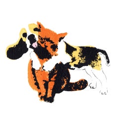 Biggest Hug by Katie Edwards dog hugging a cat, virtual hug, Screen Print