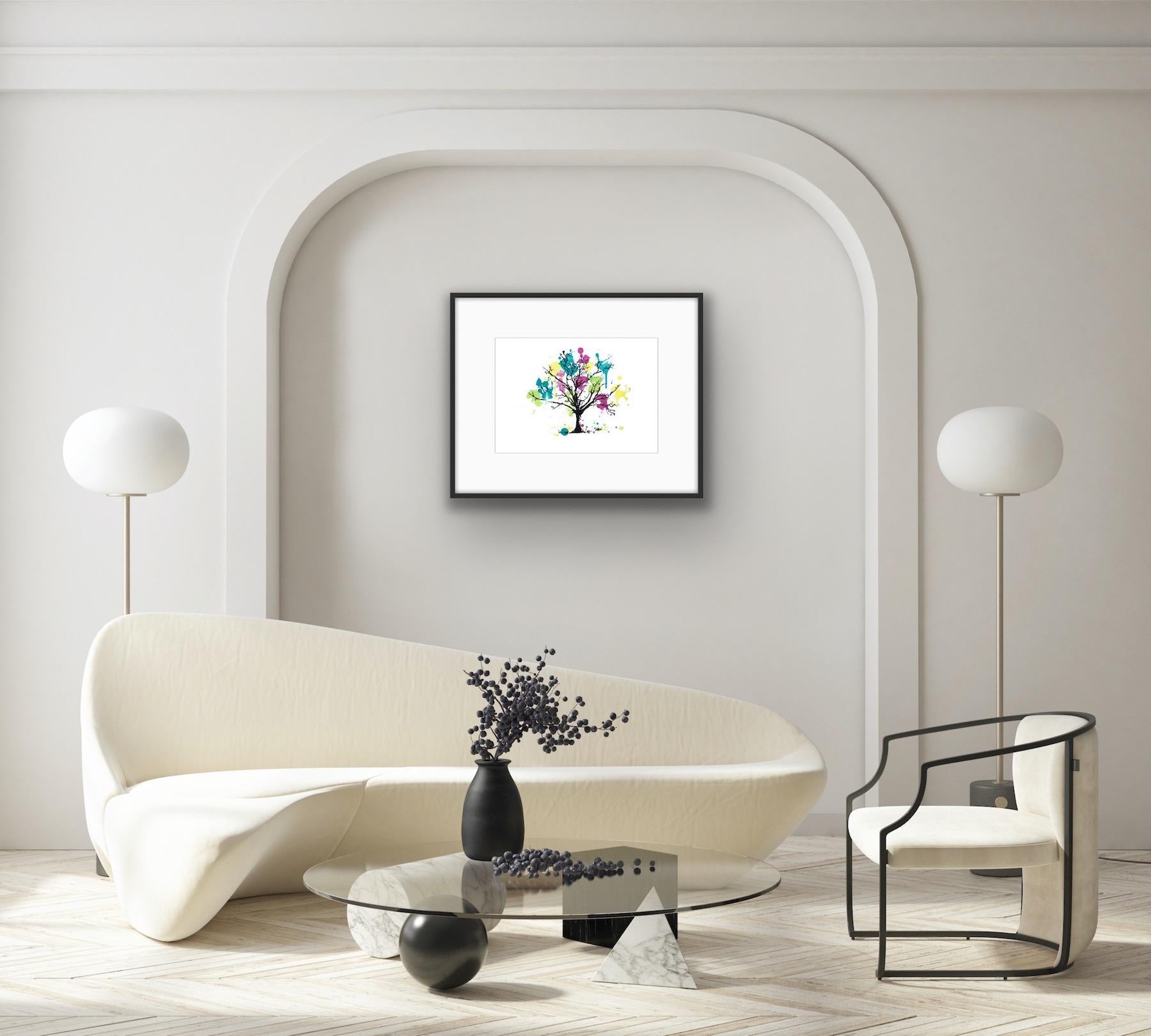 Blooming Colourful, Bright Tree Art, impresión estilo Pop art, impresión hecha a mano - Print de Katie Edwards